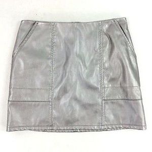 Silver metallic faux leather mini skirt A-Line